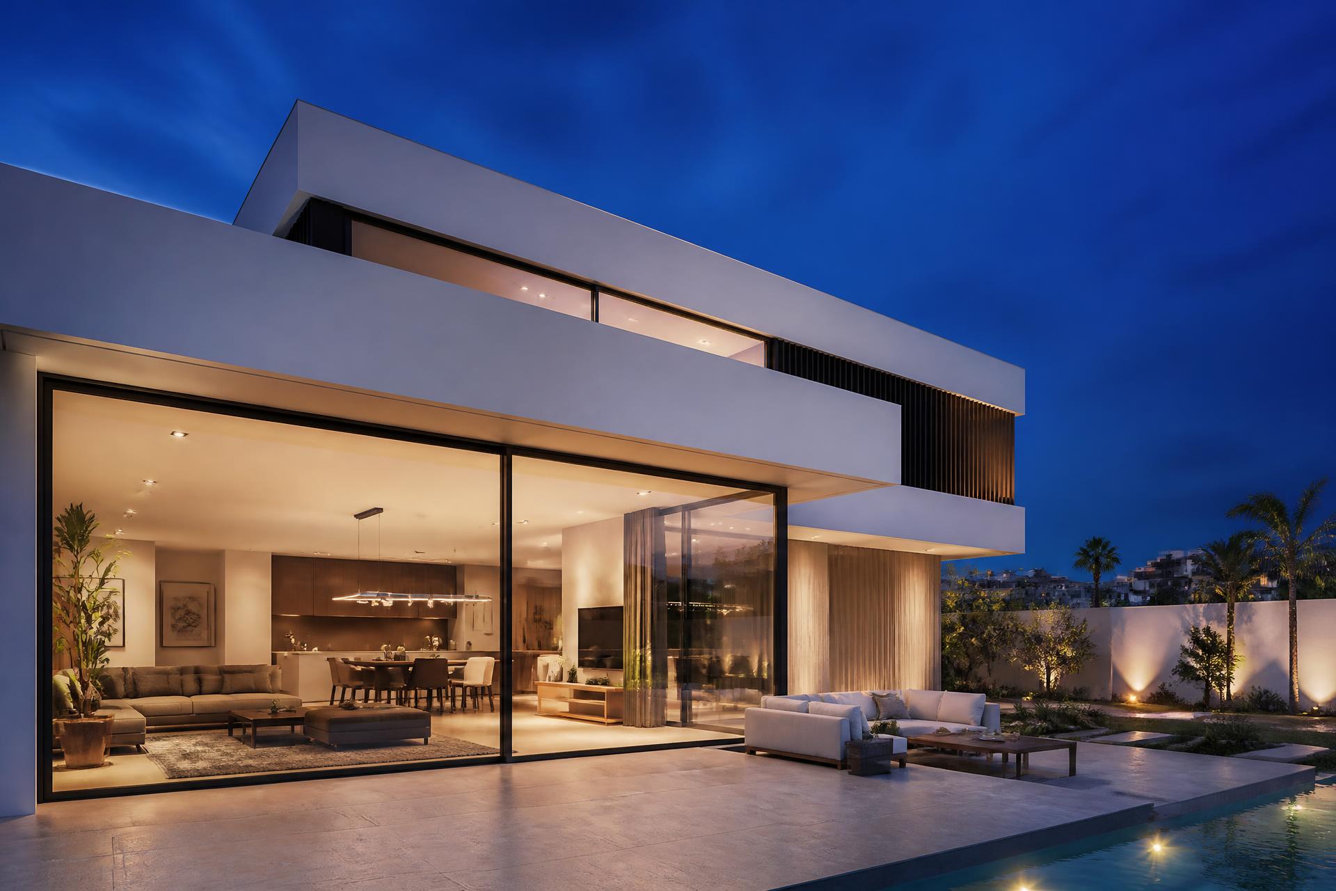 Villa moderne à Casablanca équipée d'une grande baie vitrée en aluminium SmartGlass